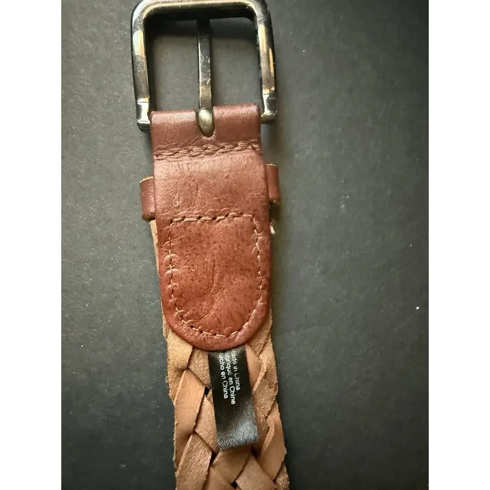 H&M Woven Leather Belt Unisex Size Up To 40” Brown Casual Workwear Travel Career